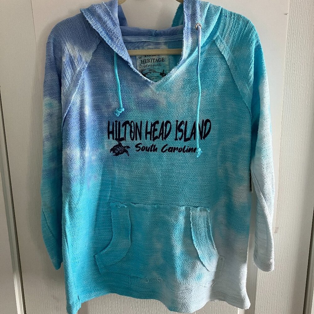 Trade Heritage Pullover Hooded Hilton Head Island Gray, Blue Size Small NWT.